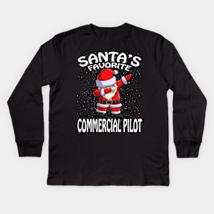 Santas Favorite Commercial Pilot Christmas Kids Long Sleeve T-Shirt